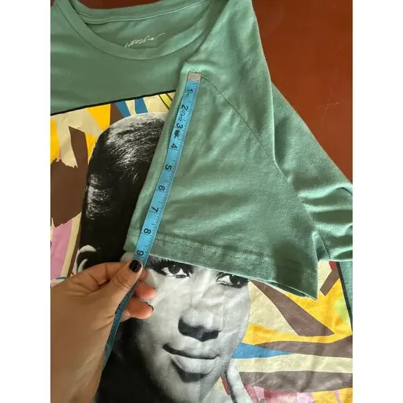 Aretha Franklin Graphic T-Shirt XL Teal Queen of Soul Graphic Icon Tee Unisex - Picture 5 of 8
